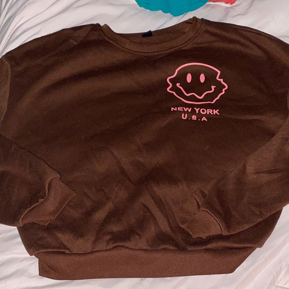 SHEIN Brown Top with Pink Graphic